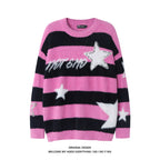 American-style Striped Rivet Sweater for Lazy Days
