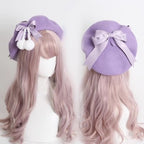 Women's Fashion Big Bow Wool Beret Hat | Embroidered Cap