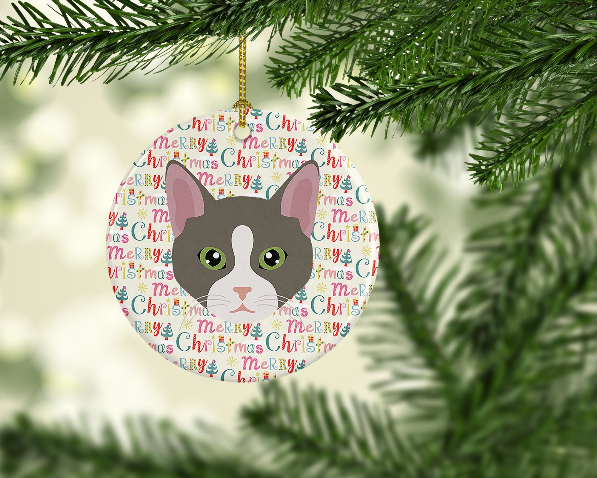 Brazilian Shorthair Cat Christmas Ceramic Ornament