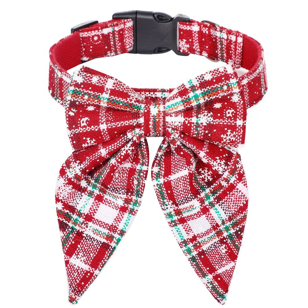 Christmas Plaid Dog Collar Bow Tie
