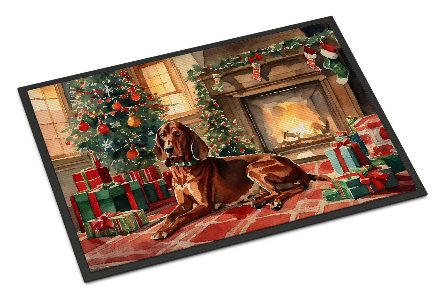 Redbone Coonhound Cozy Christmas Doormat