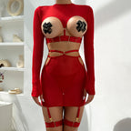 5-Piece Sexy Lingerie Set with Lace and Long Sleeves