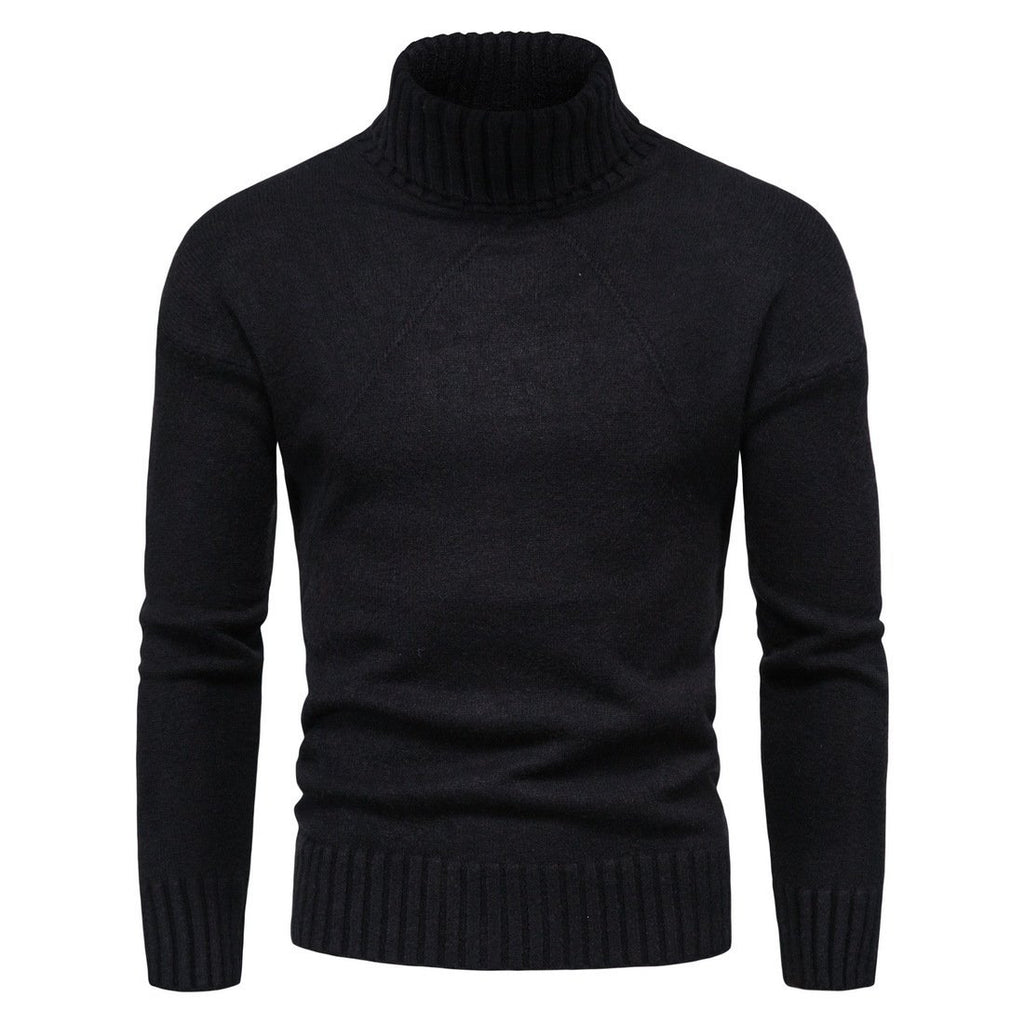 Men's Solid Color High Neck Knit Sweater