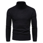 Men's Solid Color High Neck Knit Sweater
