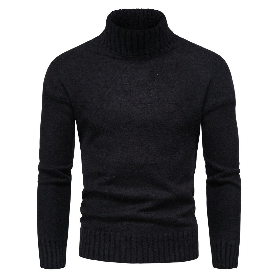 Men's Solid Color High Neck Knit Sweater