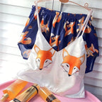 Satin Fox Print Cami and Shorts Pajama Set