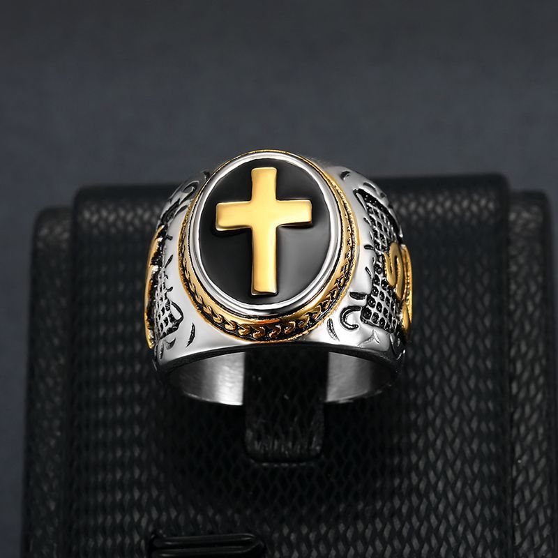 [Discontinued] Men's Titanium Steel Cross Signet Ring