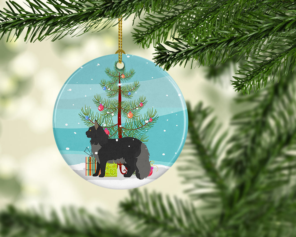 Maine Coon Cat Christmas Ceramic Ornament