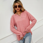 Women's Round Neck Pullover Sweater with Fastener Decor | Streetwear