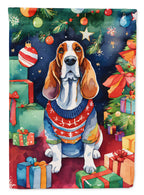 Basset Hound Christmas House Flag
