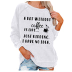 Coffee Personality Letter Print Sweatshirt for Women | Streetwear
