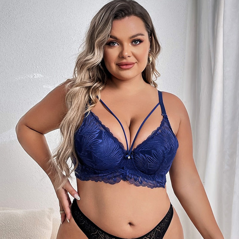 Large Size Women's Adjustable Lace Bra with Thin Straps