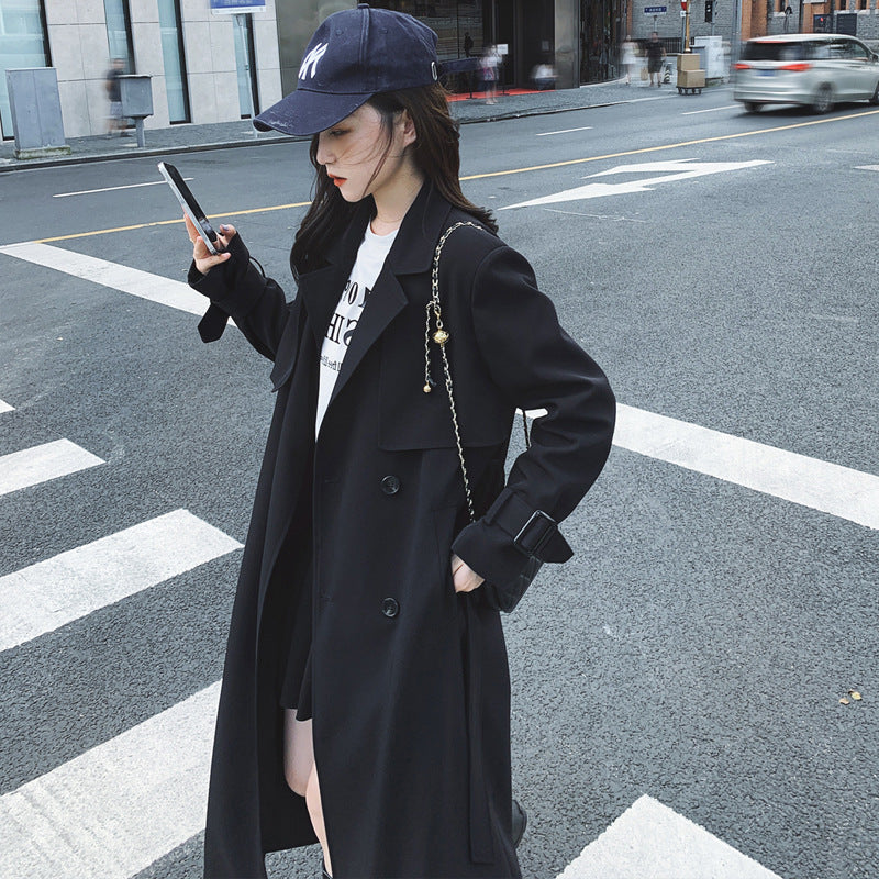 Mid-Length Women's Casual Windbreaker Coat Jacket