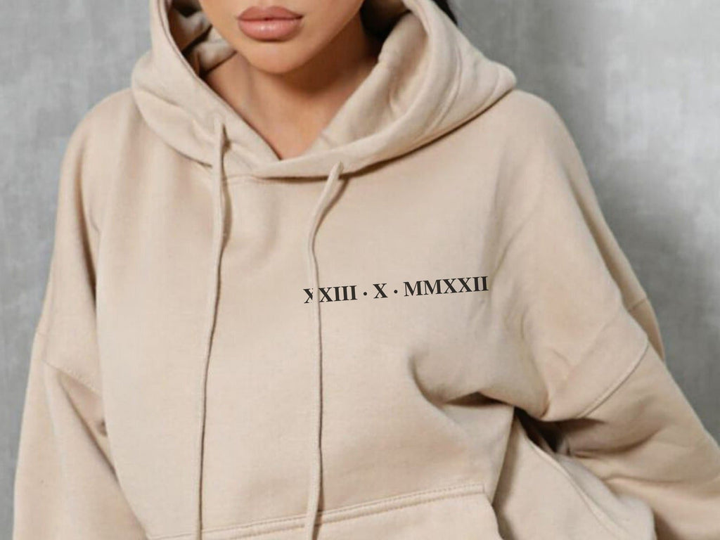 Roman Numeral Printed Hoodie for Women | Streetwear