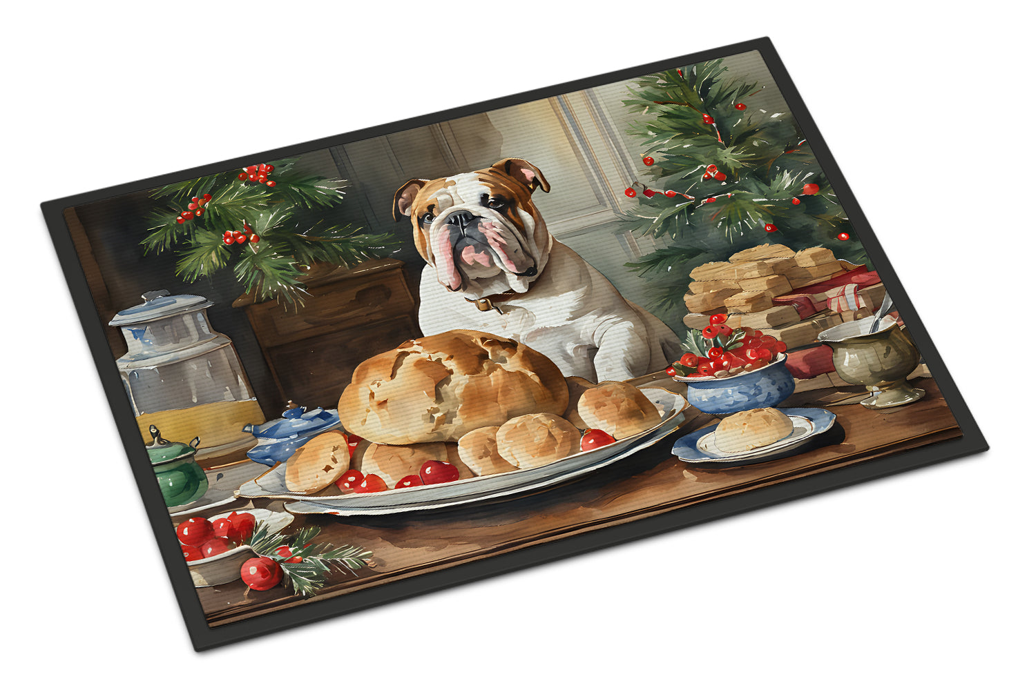 English Bulldog Christmas Cookies Doormat