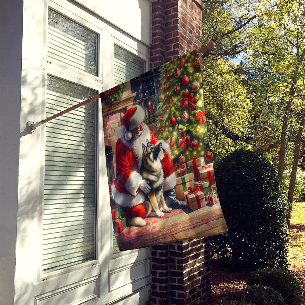 Norwegian Elkhound and Santa Claus House Flag