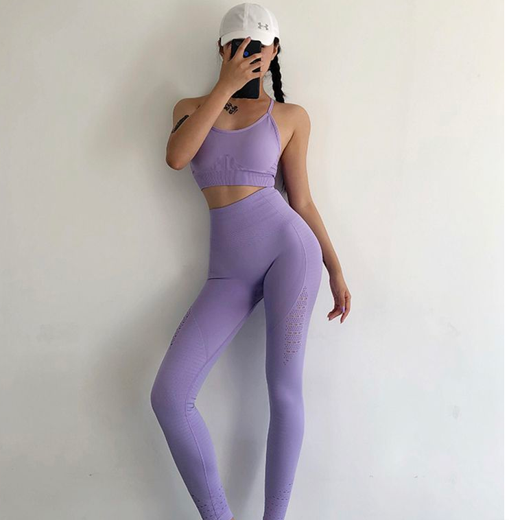 Seamless High-Waist Yoga Pants & Sports Bra Set