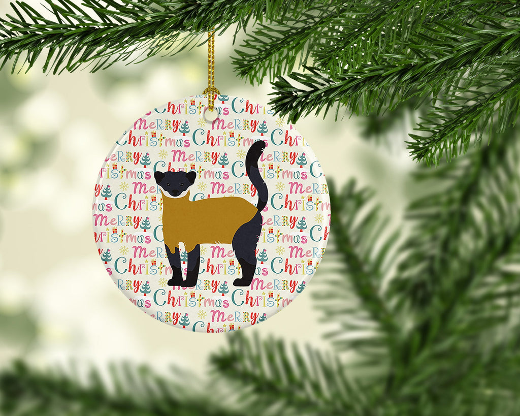 Yellow-Throated Marten Christmas Ceramic Ornament