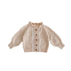 Girls' Lace Knit Jacket with Hollow Fungus Collar