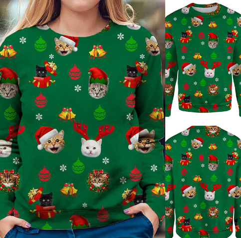 Women's Round Neck Loose Christmas Sweatshirt | Streetwear
