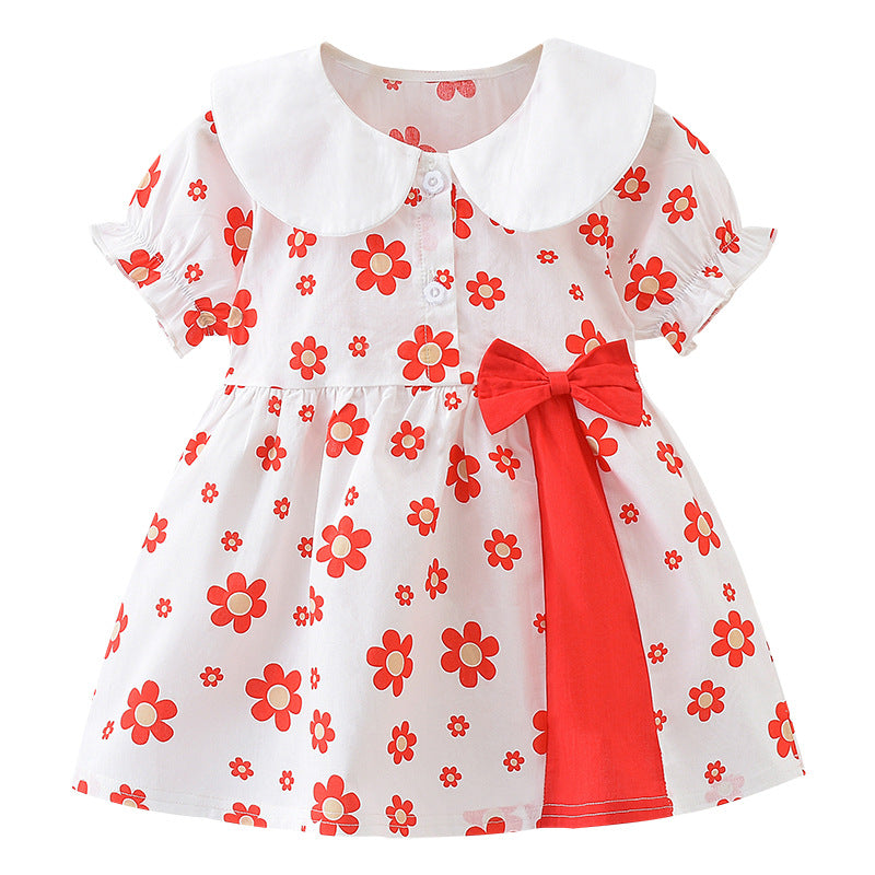 Girls' Summer Short Sleeve Cotton Dress 2024 New Style