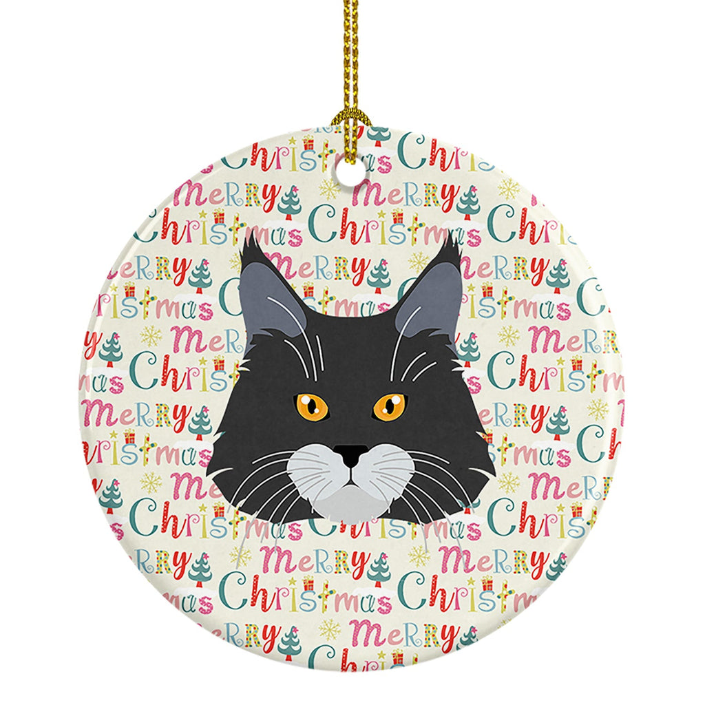 Maine Coon Cat Christmas Ceramic Ornament