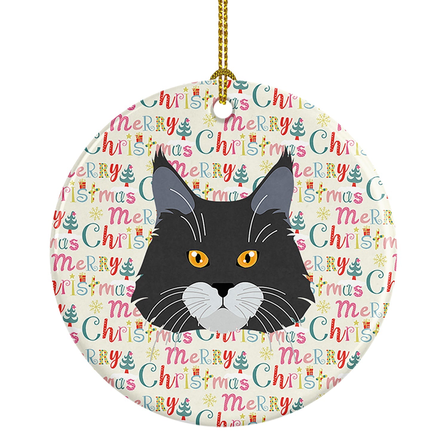 Maine Coon Cat Christmas Ceramic Ornament