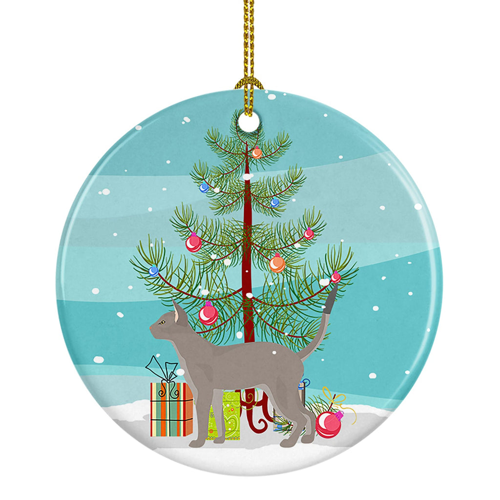 Blue Abyssinian Cat Christmas Ceramic Ornament