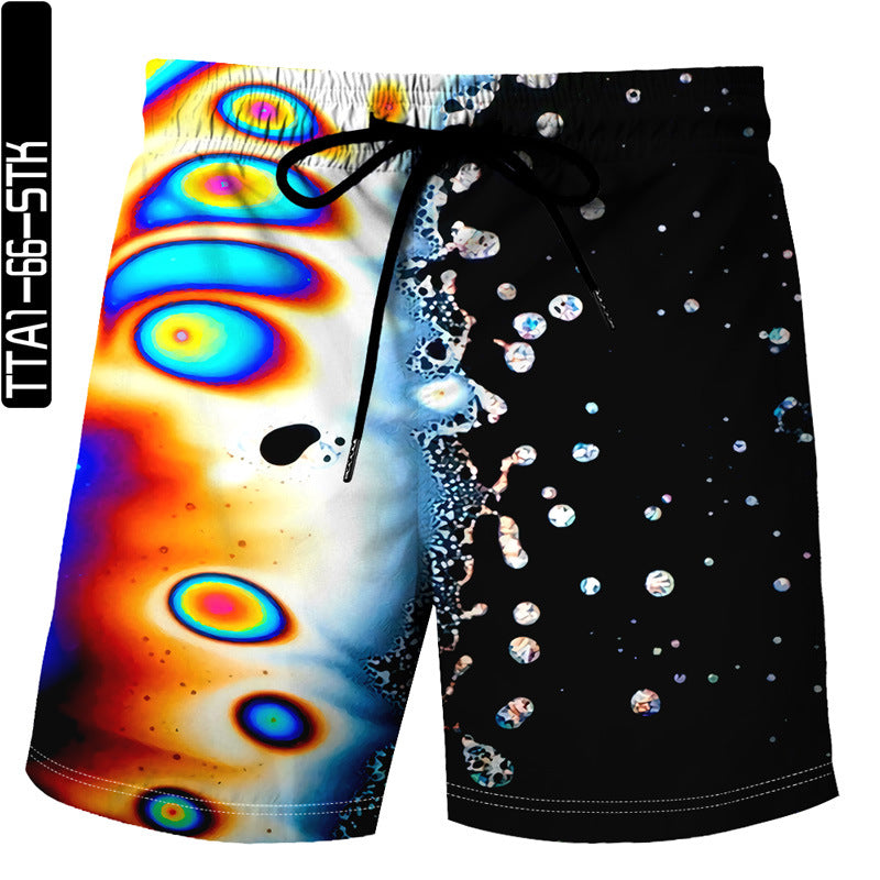Men's Colorful Handprint Print Swim Trunks