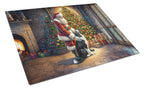 Border Collie and Santa Claus Glass Cutting Board