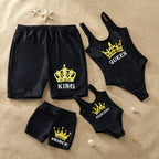 Family Matching Crown King Queen Prince Princess Swimwear