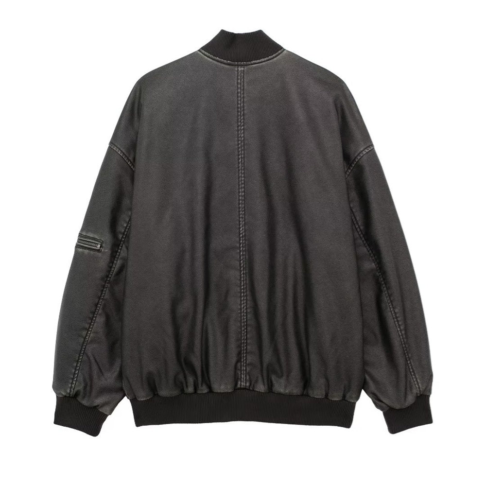 UNIZERA Women's Retro Faux Leather Pilot Jacket Coat
