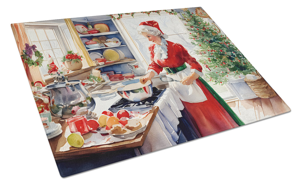 Cookies with Santa Claus Mrs. Claus Glass Cutting Board