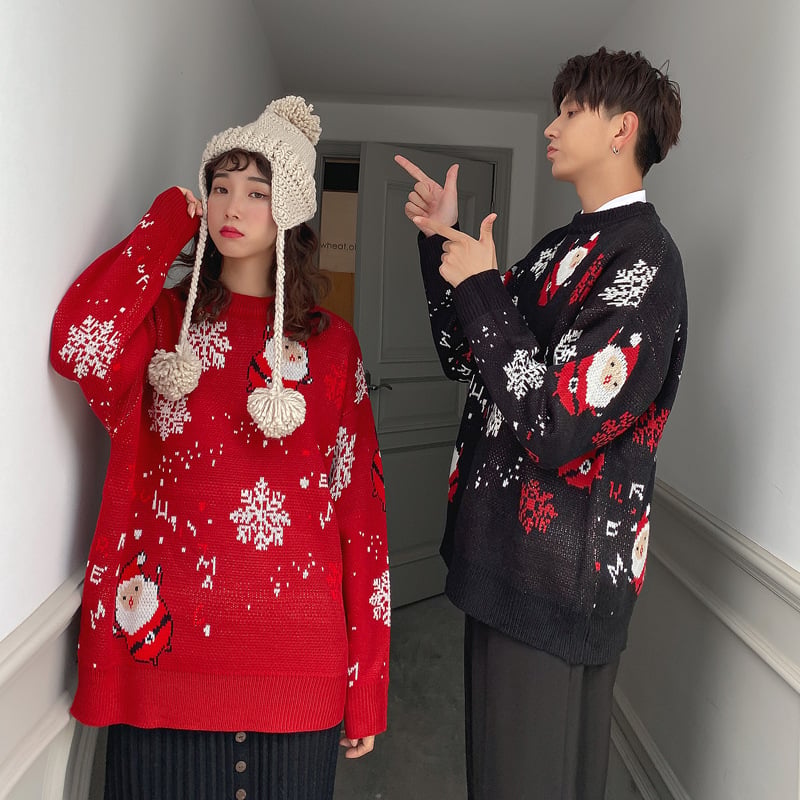 Santa Claus Couple Outfit Loose Crew Neck Sweater