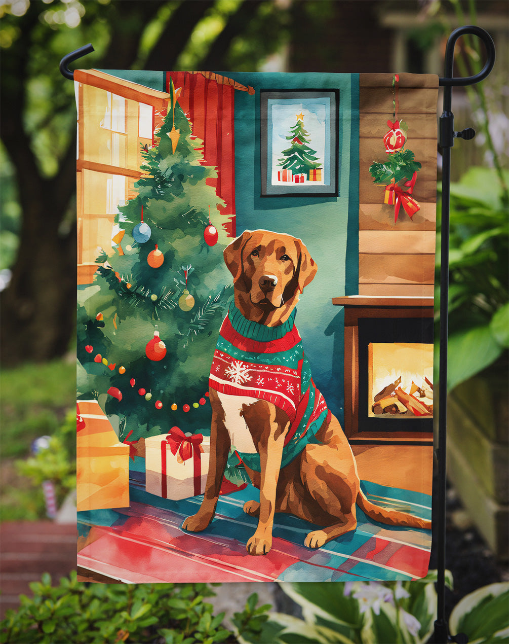 Chesapeake Bay Retriever Christmas Garden Flag
