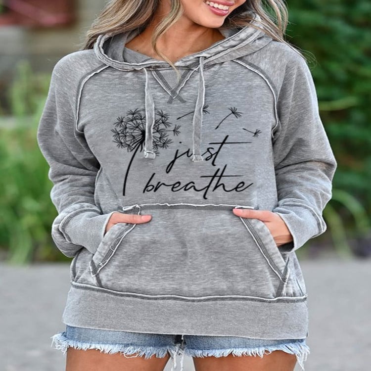 Dandelion Print Hooded Sweatshirt - Just Breathe Design | Streetwear
