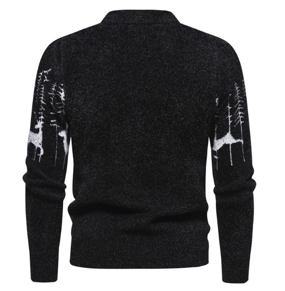 Trendy Round Neck Pullover Sweater with Christmas Deer | Streetwear