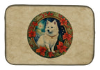 American Eskimo Christmas Flowers Dish Drying Mat
