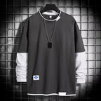 Men's Long Sleeve Two-Piece Pullover with Contrast Color | Streetwear