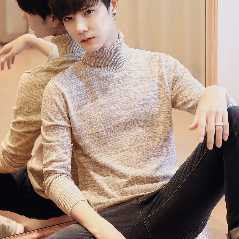 Autumn Men's Slim Fit High Collar Velvet Sweater