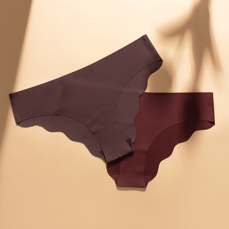 Seamless Ice Silk Ruffled Low Waist Panties