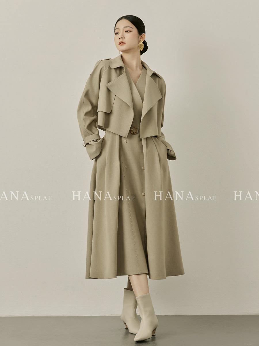 Elegant Sleeveless Dress and Trench Coat Set