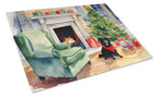 Schipperke Cozy Christmas Glass Cutting Board
