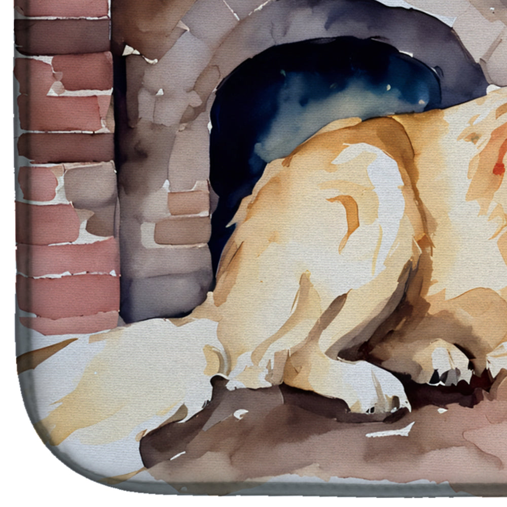 Golden Retriever Cozy Christmas Dish Drying Mat