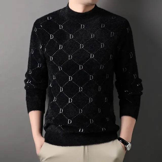Luxury Men's Velvet Scarf with Cross Letter Collar