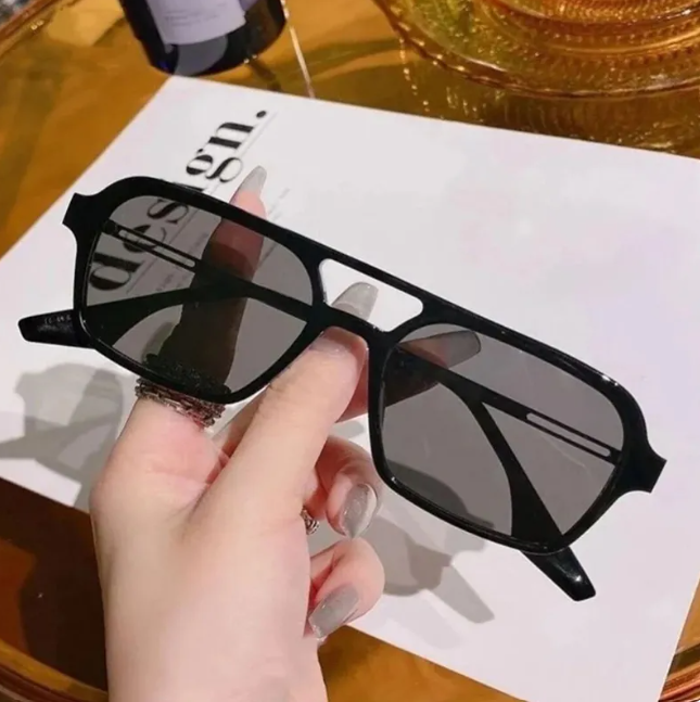 Vintage Double-Bridge Square Sunglasses