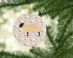 Suffolk Sheep Christmas Ceramic Ornament