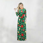 New Autumn Winter Long Sleeve Printed Dress for Christmas