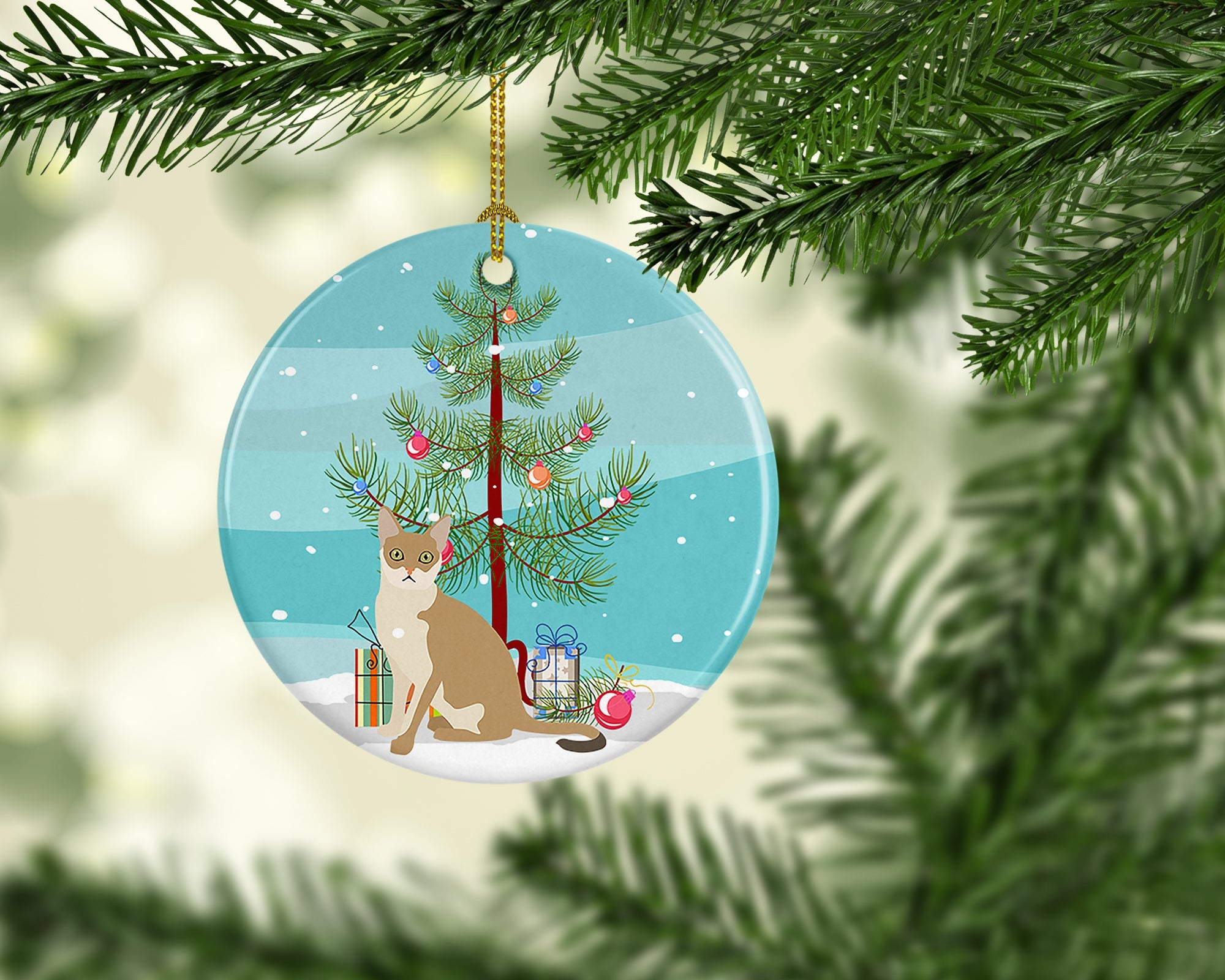 Singapura Cat Christmas Ceramic Ornament