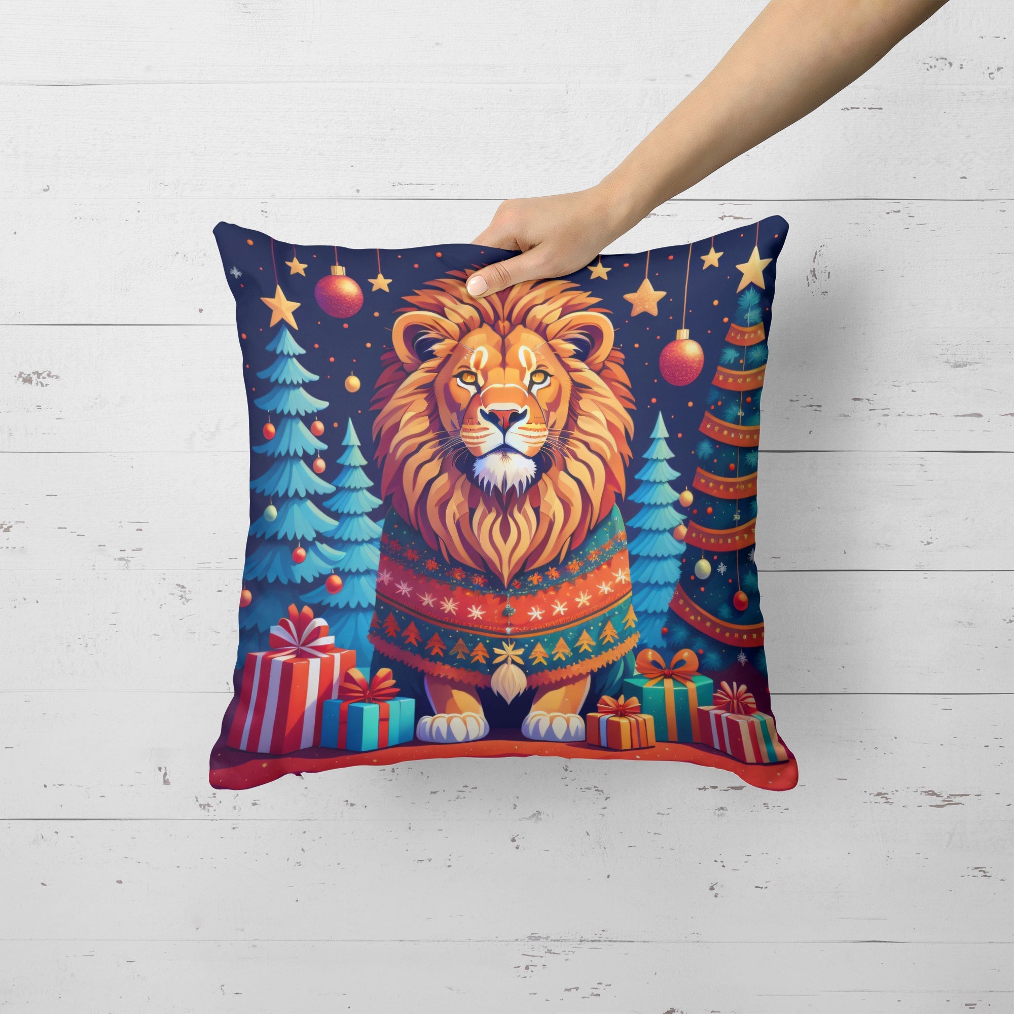 Lion Christmas Throw Pillow